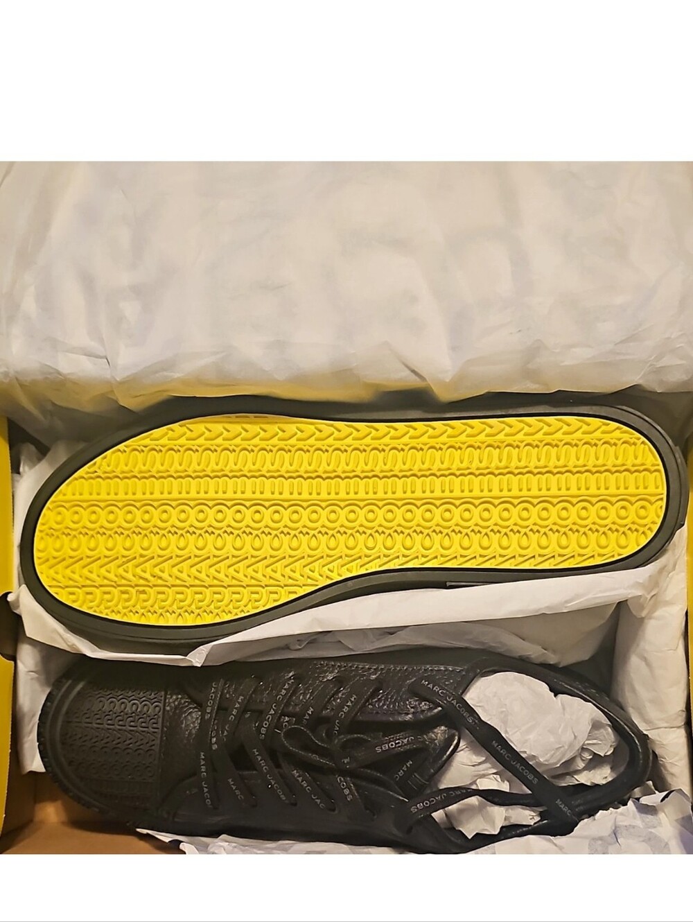 Marc Jacobs Black The Sneakers with Yellow Outsole